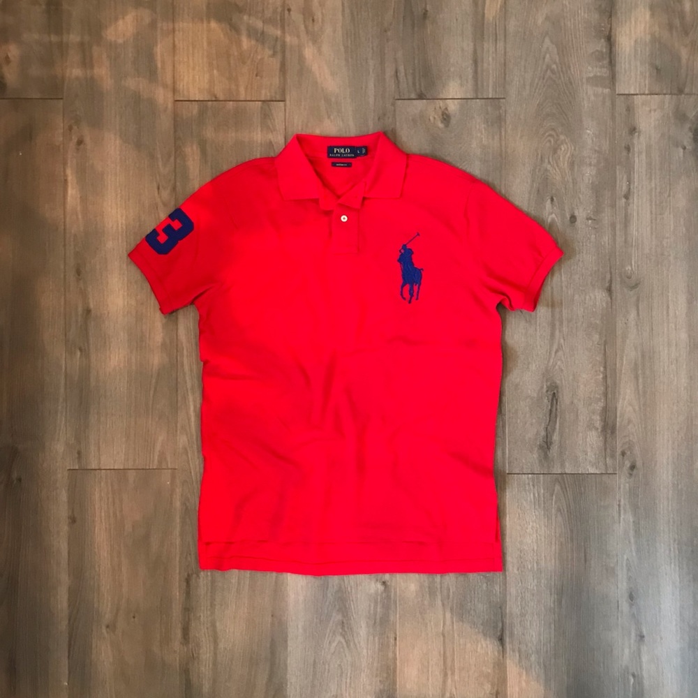 Polo Ralph Lauren Men’s Red Blue Short Sleeve Polo Size L